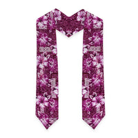 Hawaiian Quilt Pattern Graduation Stole Hibiscus and Tribal Element Vintage Pink Vibe