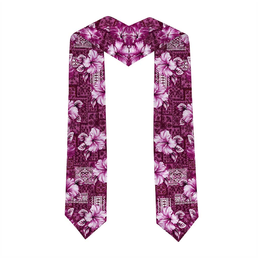 Hawaiian Quilt Pattern Graduation Stole Hibiscus and Tribal Element Vintage Pink Vibe