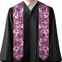 Hawaiian Quilt Pattern Graduation Stole Hibiscus and Tribal Element Vintage Pink Vibe