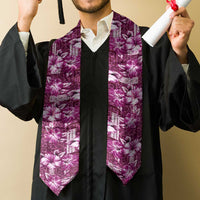 Hawaiian Quilt Pattern Graduation Stole Hibiscus and Tribal Element Vintage Pink Vibe