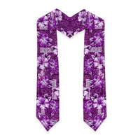 Hawaiian Quilt Pattern Graduation Stole Hibiscus and Tribal Element Vintage Purple Vibe