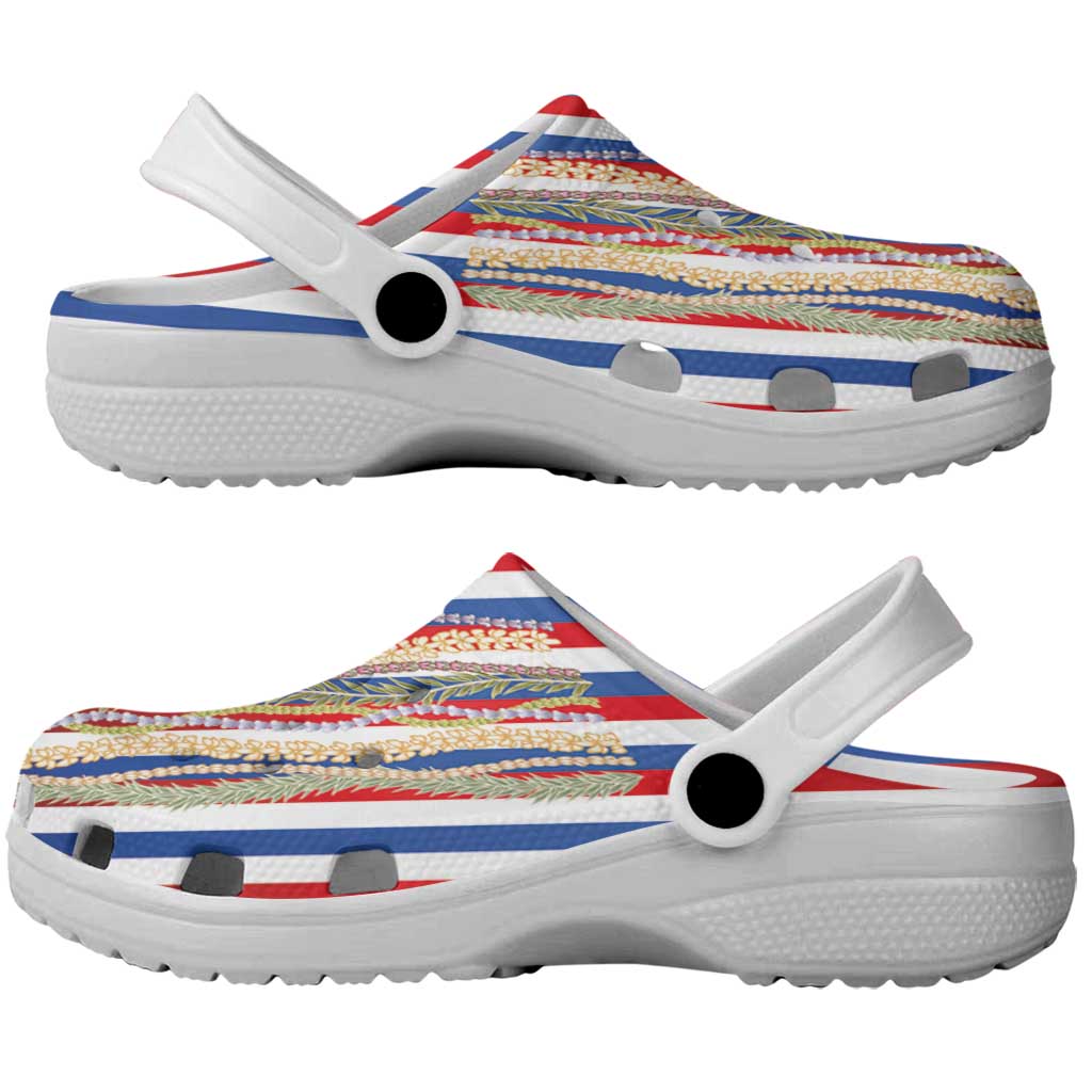 Hawaiian Sea Animals Clogs Shoes with Lei and Flag Style LT03