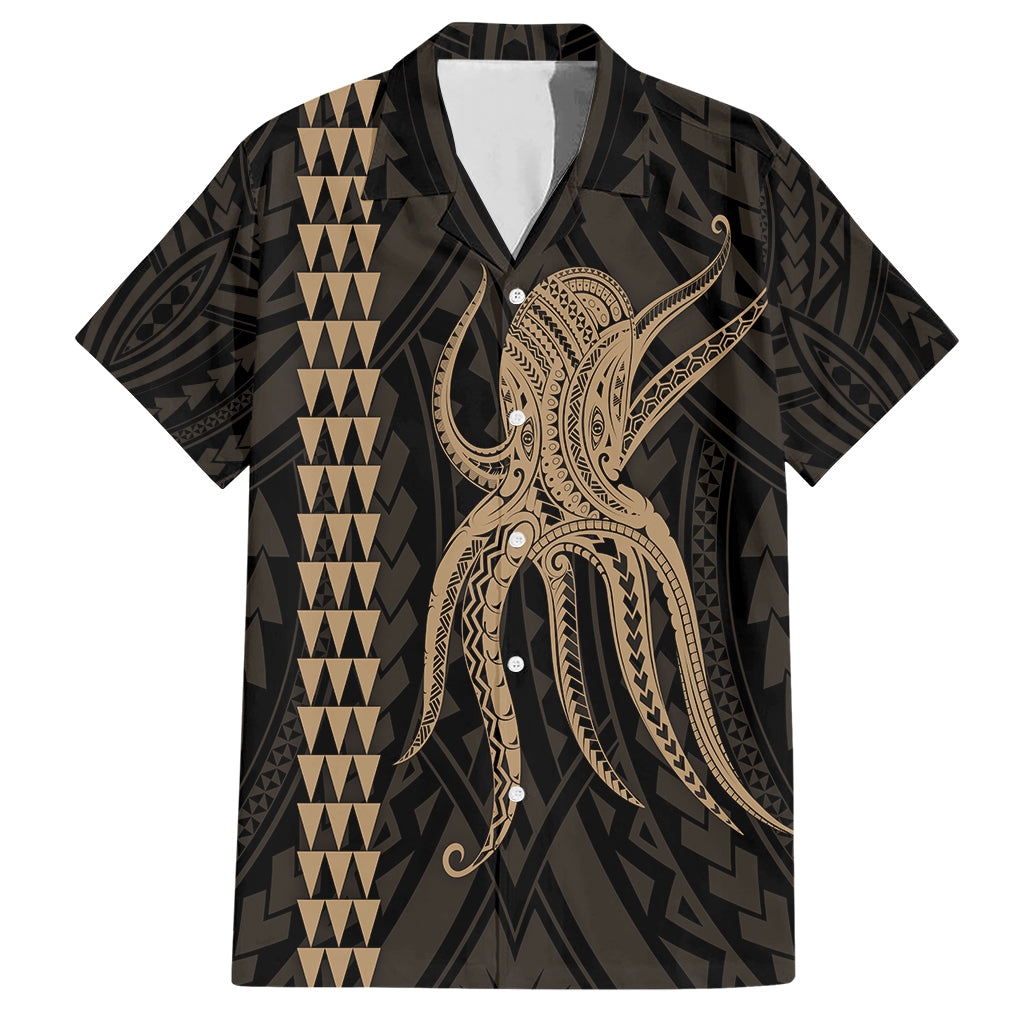 Hawaii Octopus Kakau Polynesian Hawaiian Shirt - Gold