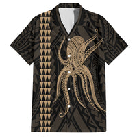 Hawaii Octopus Kakau Polynesian Hawaiian Shirt - Gold Unisex Black - Polynesian Pride