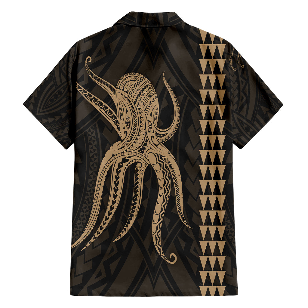 Hawaii Octopus Kakau Polynesian Hawaiian Shirt - Gold - Polynesian Pride