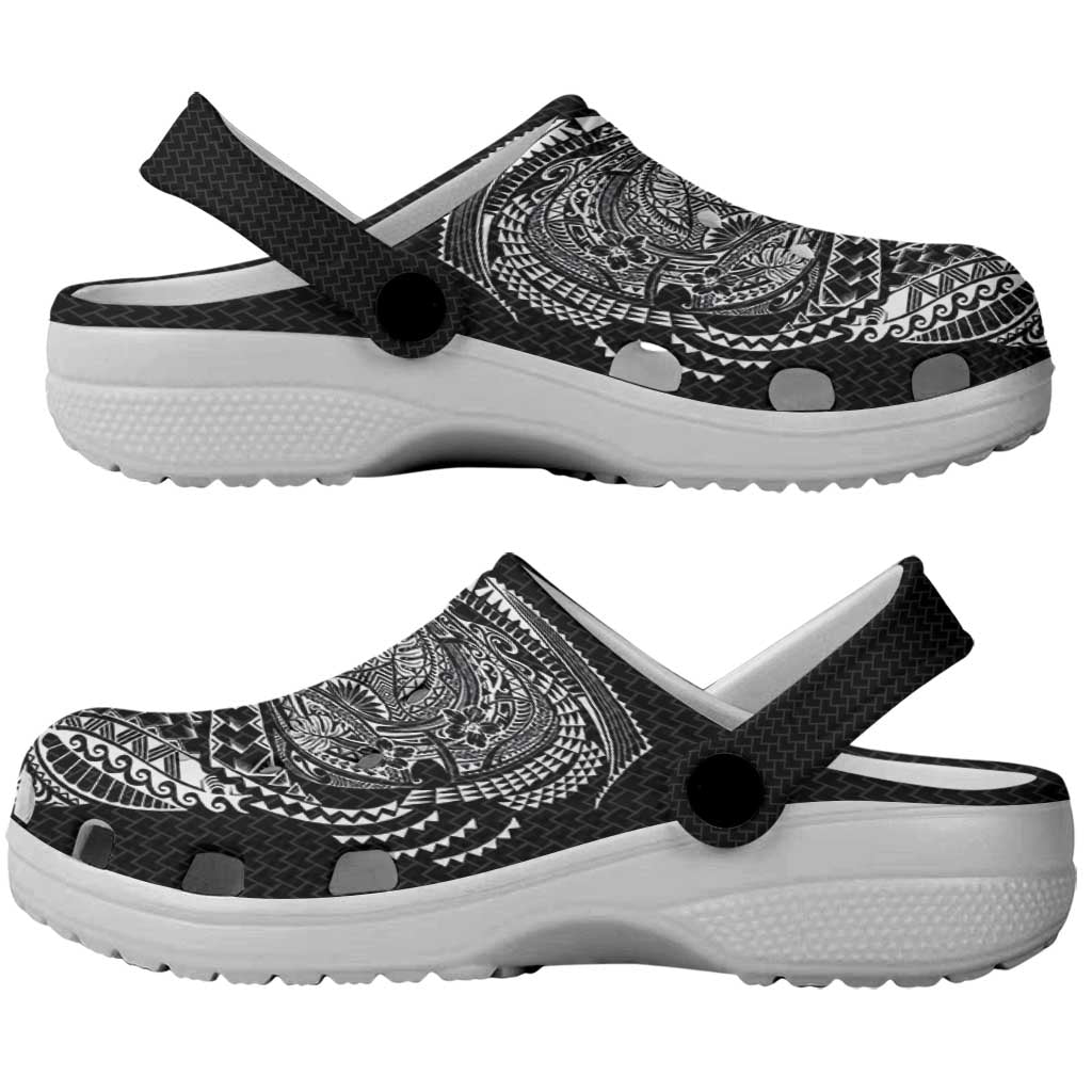 Hawaiian Traditional Tattoos Clogs Shoes Kakau Tribal Tropical Plant Motif Black Color