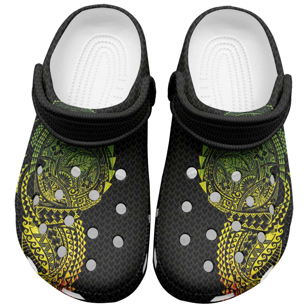 Hawaiian Traditional Tattoos Clogs Shoes Kakau Tribal Tropical Plant Motif Kanaka Maoli Flag Color Inspired