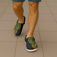 Hawaiian Traditional Tattoos Clogs Shoes Kakau Tribal Tropical Plant Motif Kanaka Maoli Flag Color Inspired