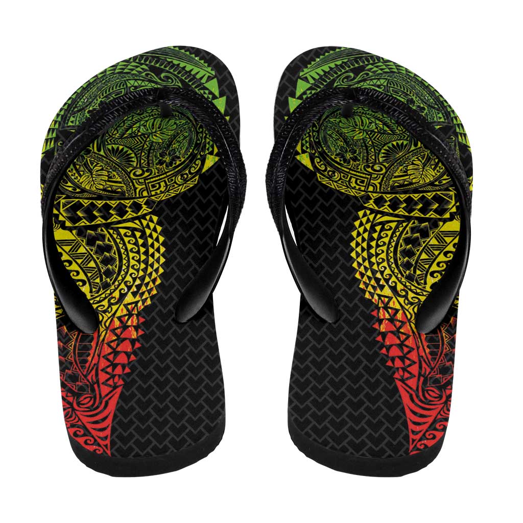 Hawaiian Traditional Tattoos Flip Flops Kakau Tribal Tropical Plant Motif Kanaka Maoli Flag Color Inspired