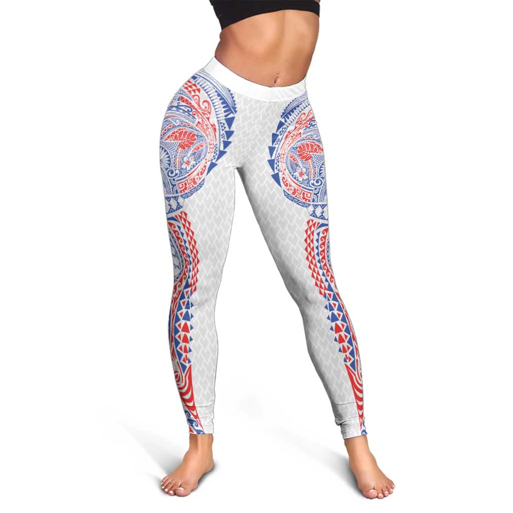 Hawaiian Traditional Tattoos Leggings Kakau Tribal Tropical Plant Motif Hawaii Flag Color Inspired