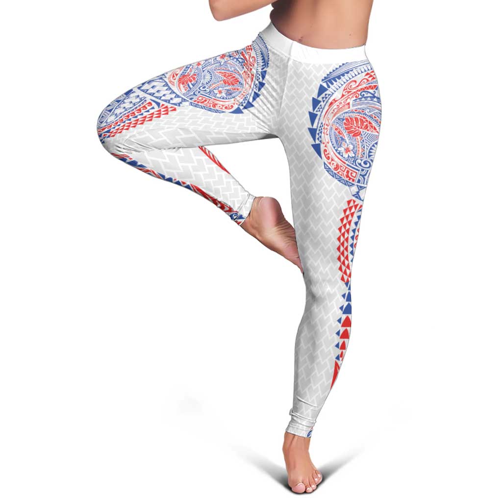 Hawaiian Traditional Tattoos Leggings Kakau Tribal Tropical Plant Motif Hawaii Flag Color Inspired