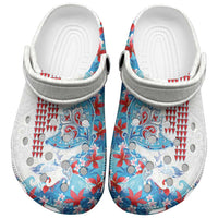 Hawaiian Tribal Manta Ray Clogs Shoes Kakau Tattoo and Flowers Surfing Waves Pattern Ocean Color LT03 Multicolor - Polynesian Pride