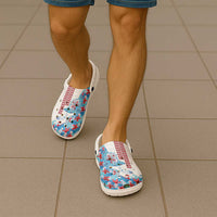 Hawaiian Tribal Manta Ray Clogs Shoes Kakau Tattoo and Flowers Surfing Waves Pattern Ocean Color LT03 - Polynesian Pride