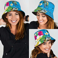 Hawaiian Tropical Flower Honu Bucket Hat Under The Blue Water LT03