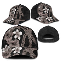Hawaiian Tropical Flowers and Maile Pikake Classic Cap Polynesian Tribal Pattern Grayscale Mode LT03