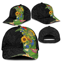 Hawaiian Tropical Plants and Chameleon Classic Cap Polynesian Art Colorful LT03