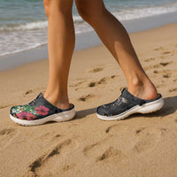 Hawaiian Tropical Plants and Turtles Clogs Shoes Polynesian Art Motifs LT03 - Polynesian Pride