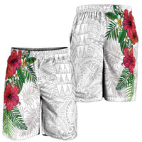 Hawaiian Tropical Plants Shorts for Men Kakau Tattoo and Polynesian Pattern Half Black White LT03 - Polynesian Pride