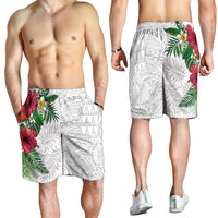 Hawaiian Tropical Plants Shorts for Men Kakau Tattoo and Polynesian Pattern Half Black White LT03 - Polynesian Pride