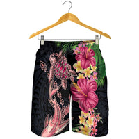 Hawaiian Tropical Plants Turtle and Shark Shorts for Men Polynesian Art Tattoo - Polynesian Pride