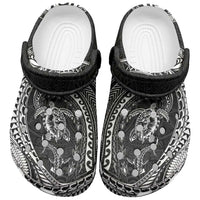 Hawaiian Turtle and Shark Clogs Shoes Kakau Tribal with Polynesian Pattern Black Color LT03 Black - Polynesian Pride