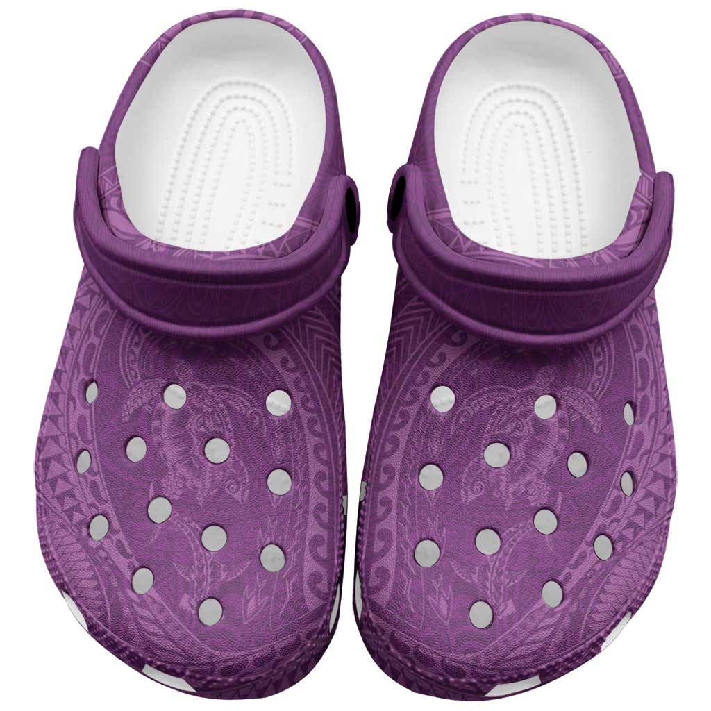 Hawaiian Turtle and Shark Clogs Shoes Kakau Tribal with Polynesian Pattern Pink Color LT03 Pink - Polynesian Pride