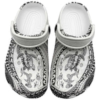 Hawaiian Turtle and Shark Clogs Shoes Kakau Tribal with Polynesian Pattern White Color LT03 White - Polynesian Pride