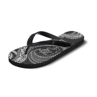 Hawaiian Turtle and Shark Flip Flops Kakau Tribal with Polynesian Pattern Black Color LT03 - Polynesian Pride