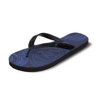 Hawaiian Turtle and Shark Flip Flops Kakau Tribal with Polynesian Pattern Blue Color LT03 - Polynesian Pride