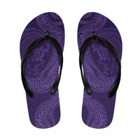 Hawaiian Turtle and Shark Flip Flops Kakau Tribal with Polynesian Pattern Purple Color LT03 Purple - Polynesian Pride