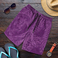 Hawaiian Turtle and Shark Shorts for Men Kakau Tribal with Polynesian Pattern Pink Color LT03 Pink - Polynesian Pride