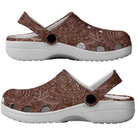 Hawaiian Turtles and Leis Clogs Shoes Tribal Kakau Pattern Mocha Mousse Color LT03 - Polynesian Pride