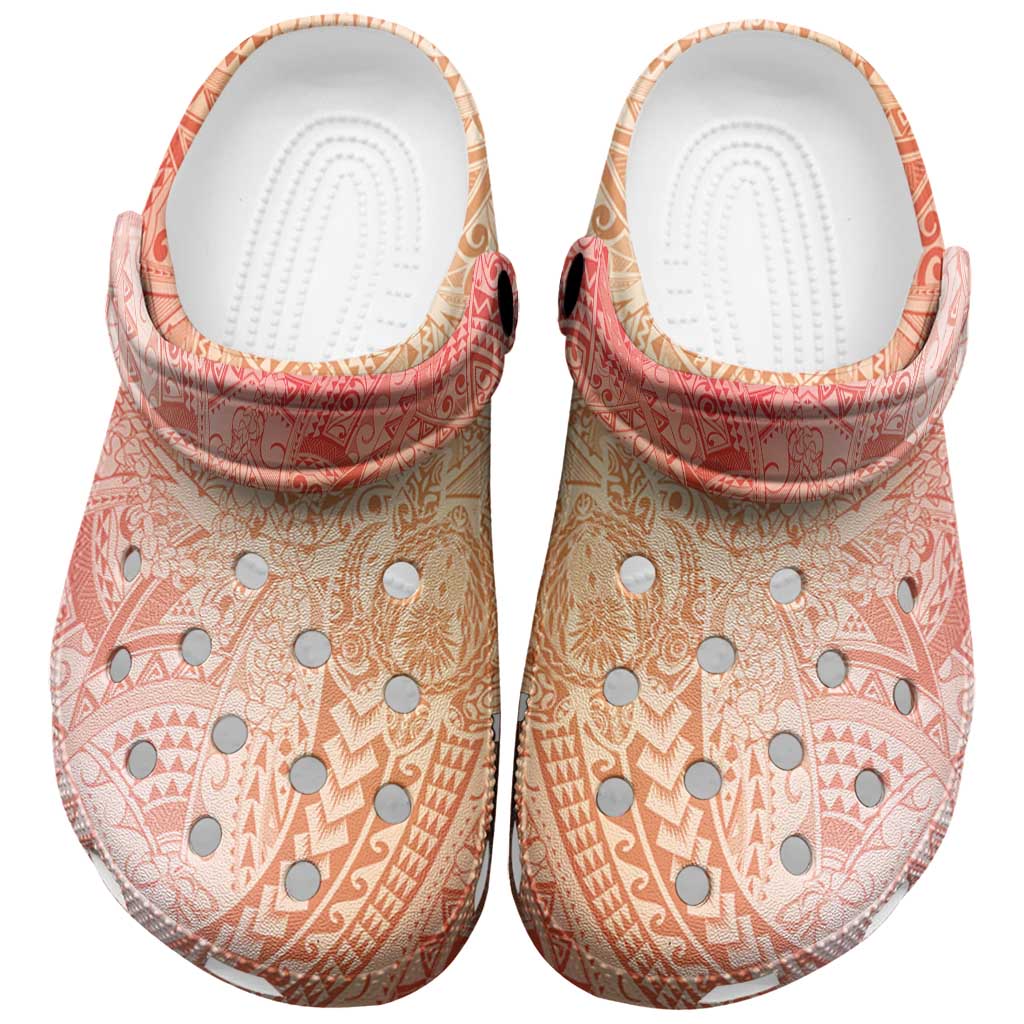 Hawaiian Turtles and Leis Clogs Shoes Tribal Kakau Pattern Peach Fuzz Color LT03 Peach Fuzz - Polynesian Pride