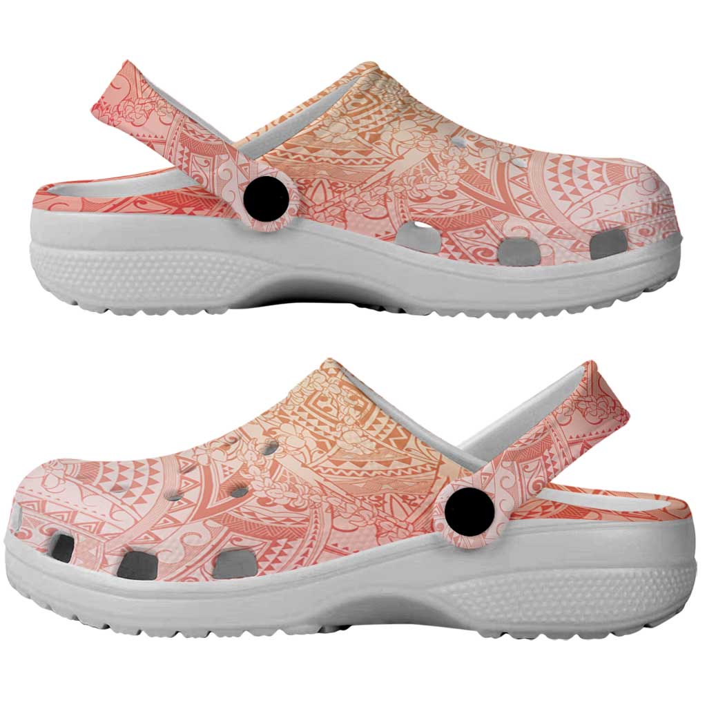 Hawaiian Turtles and Leis Clogs Shoes Tribal Kakau Pattern Peach Fuzz Color LT03 - Polynesian Pride
