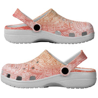 Hawaiian Turtles and Leis Clogs Shoes Tribal Kakau Pattern Peach Fuzz Color LT03 - Polynesian Pride