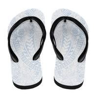 Hawaiian Turtles and Leis Flip Flops Tribal Kakau Pattern Airy White Blue Cloud Vibe LT03 - Polynesian Pride