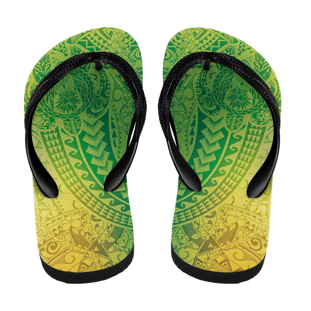 Hawaiian Turtles and Leis Flip Flops Tribal Kakau Pattern Fresh Summer Vibe LT03 - Polynesian Pride