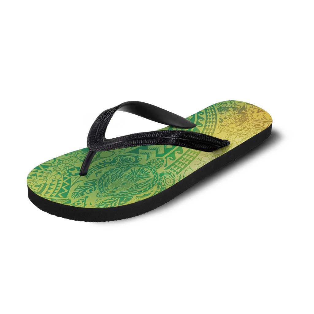 Hawaiian Turtles and Leis Flip Flops Tribal Kakau Pattern Fresh Summer Vibe LT03 - Polynesian Pride