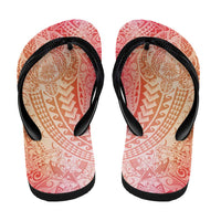 Hawaiian Turtles and Leis Flip Flops Tribal Kakau Pattern Peach Fuzz Color LT03 - Polynesian Pride