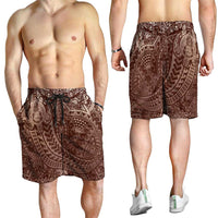 Hawaiian Turtles and Leis Shorts for Men Tribal Kakau Pattern Mocha Mousse Color LT03 - Polynesian Pride