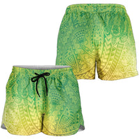 Hawaiian Turtles and Leis Shorts for Women Tribal Kakau Pattern Fresh Summer Vibe LT03 - Polynesian Pride