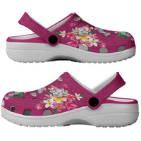 Hawaiian Turtles and Tropical Plants Clogs Shoes Pink Watercolor