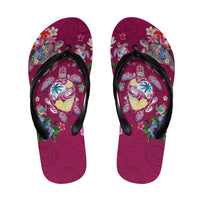 Hawaiian Turtles and Tropical Plants Flip Flops Pink Watercolor