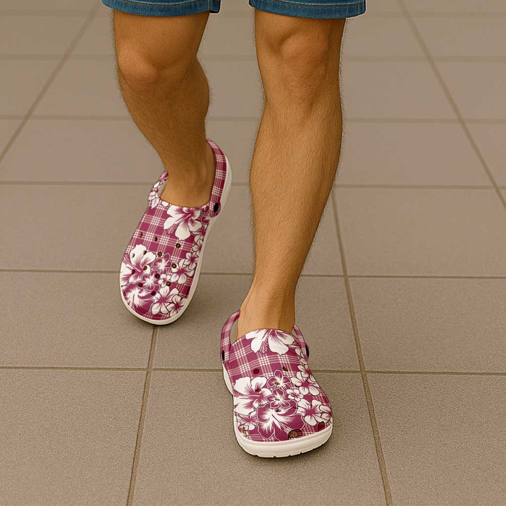 Hibiscus Pakala Royal Magenta Clogs Shoes Tropical Floral Stylized - Polynesian Pride