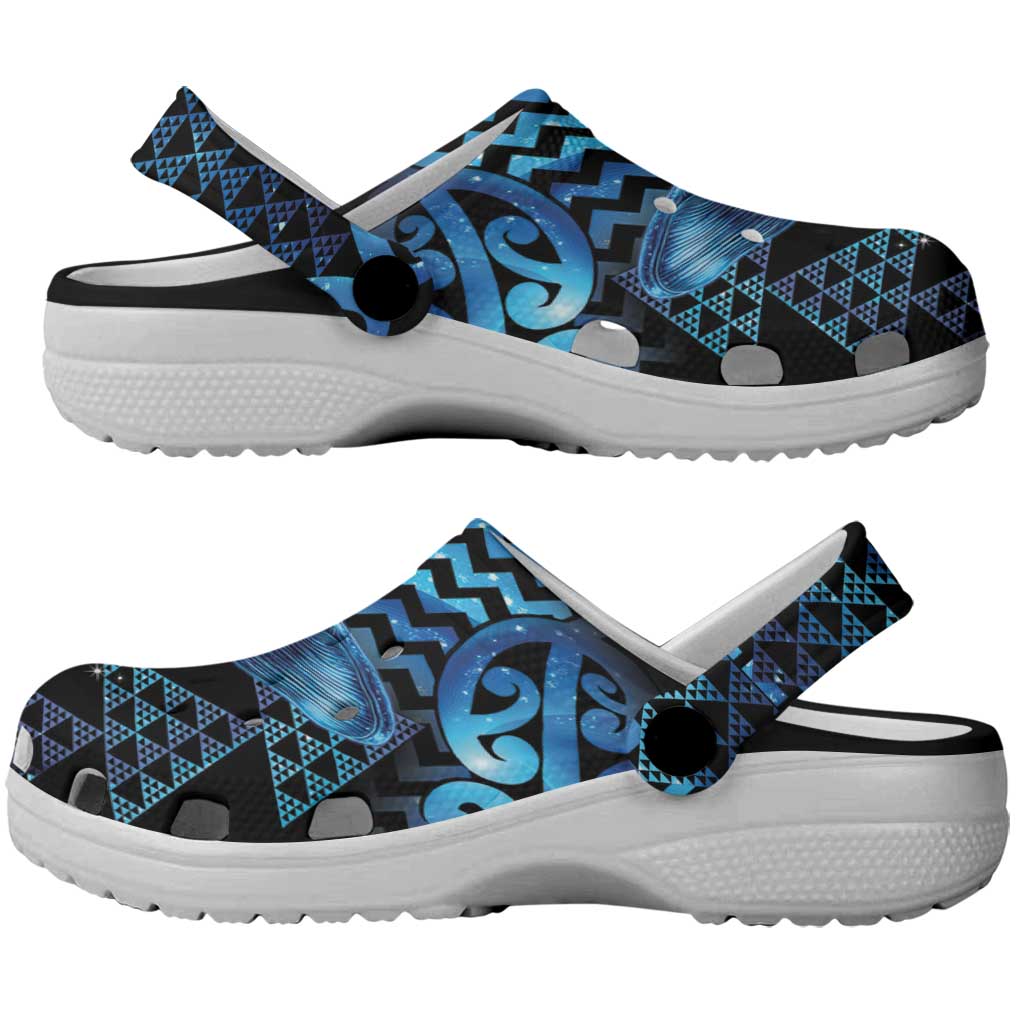 Humpback Whale Matariki New Zealand Clogs Shoes NZ Maori Paikea Poutama Luxury Blue