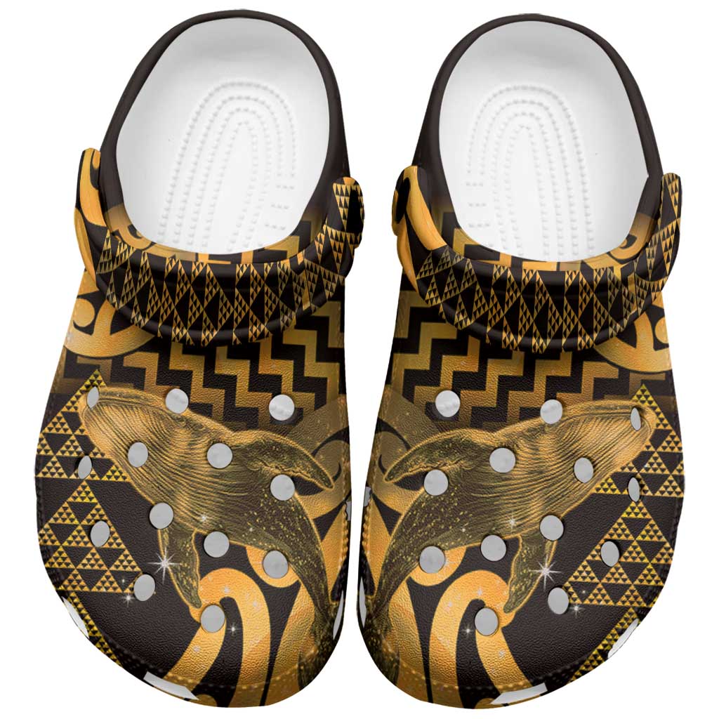 Humpback Whale Matariki New Zealand Clogs Shoes NZ Maori Paikea Poutama Luxury Gold