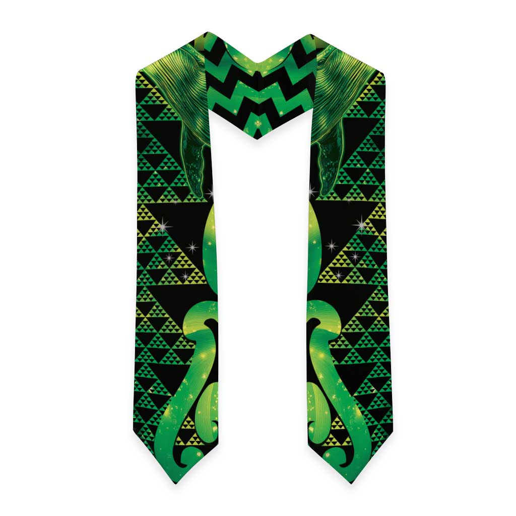 Humpback Whale Matariki New Zealand Graduation Stole NZ Maori Paikea Poutama Luxury Green