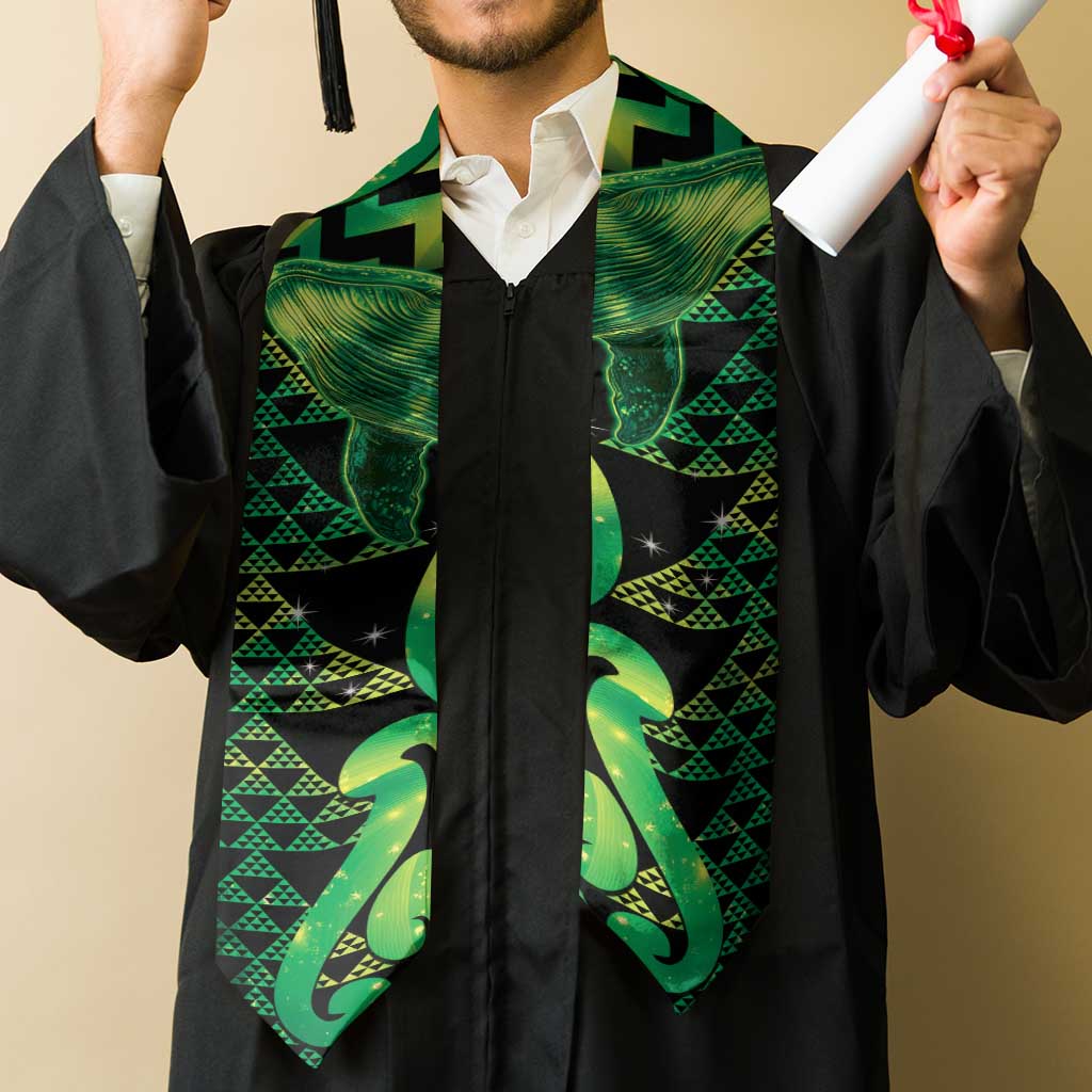 Humpback Whale Matariki New Zealand Graduation Stole NZ Maori Paikea Poutama Luxury Green LT14