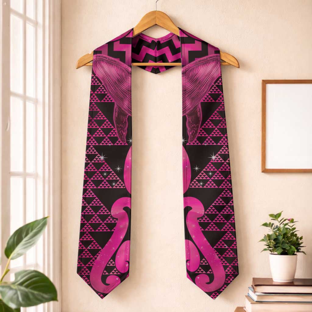 Humpback Whale Matariki New Zealand Graduation Stole NZ Maori Paikea Poutama Luxury Pink