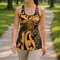 Humpback Whale Matariki New Zealand Hollow Tank Top NZ Maori Paikea Poutama Luxury Gold